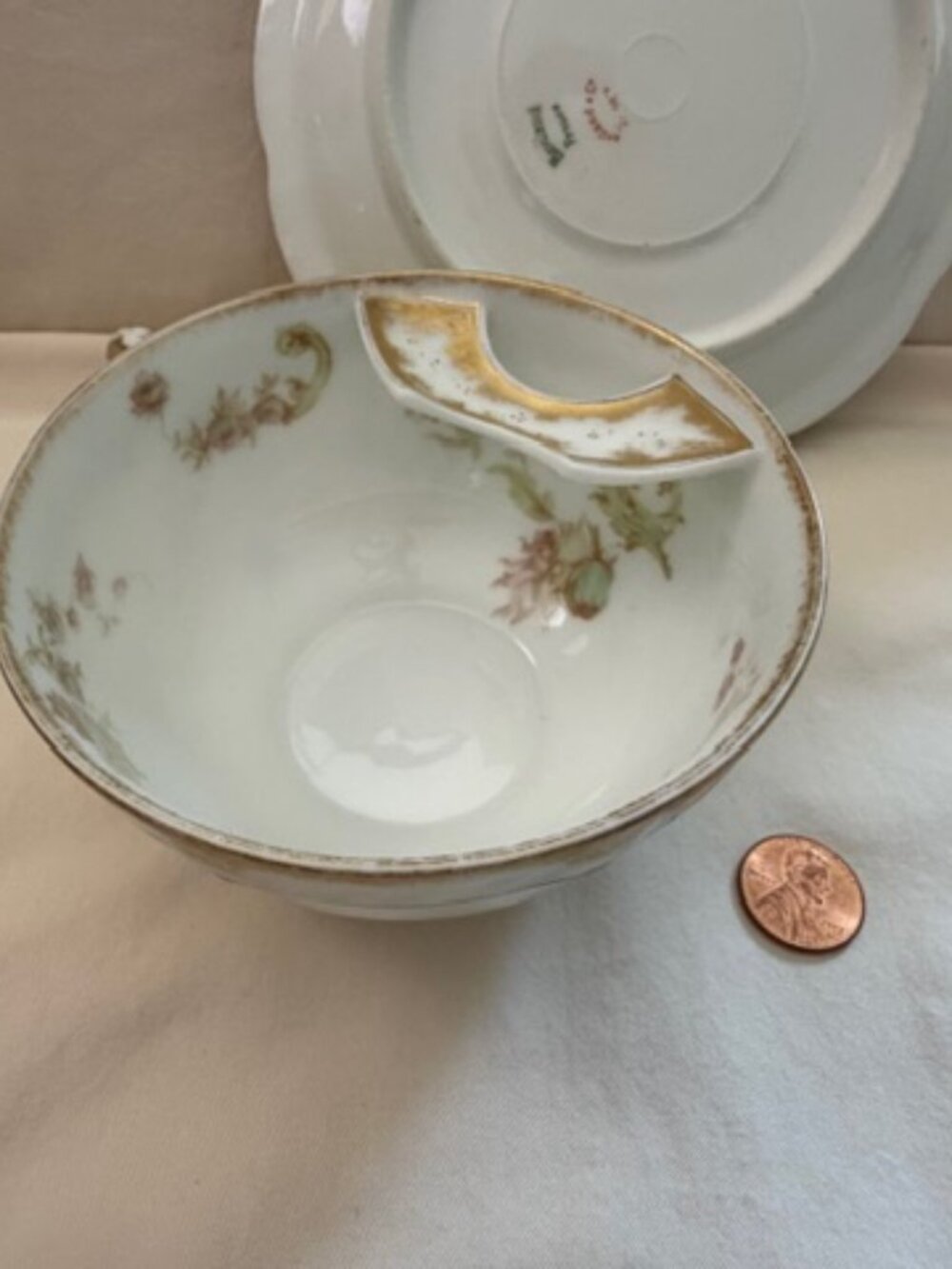 Antique Limoges Porcelain Mustache Teacup - Picture 11 of 11